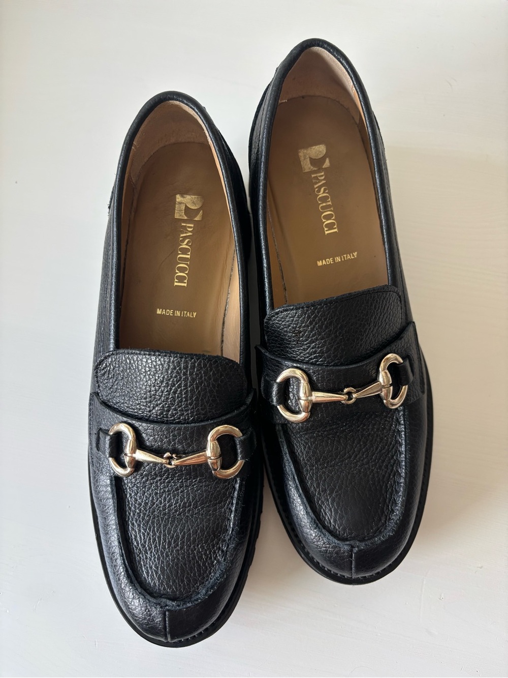 Pascucci italia Black Leather Horsebit Loafers for Women